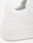  Sneakers Albi cu Talpă Groasă cu Perforații Eleadrelle