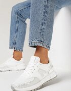  Sneakers Albi cu talpă plată cu decupaje și zirconii Leporia