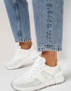  Sneakers Albi cu talpă plată cu decupaje și zirconii Leporia