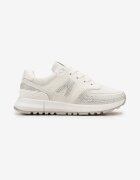  Sneakers Albi cu talpă plată cu decupaje și zirconii Leporia
