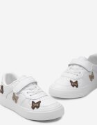  Sneakers Albi decorați cu patch-uri cu inscripția Love Manemo