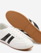  Sneakers Albi-Negri Cu șireturi Stil Tenis Liavessa