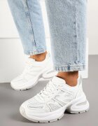  Sneakers Albi pe Talpă din Spumă Decorați cu Zirconii Raviel