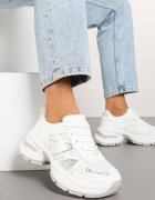  Sneakers Albi pe Talpă din Spumă Decorați cu Zirconii Raviel