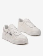  Sneakers Albi pe Talpă Groasă cu Inserții Decorative și Inimă Welles