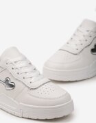  Sneakers Albi pe Talpă Groasă cu Inserții Decorative și Inimă Welles