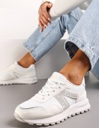  Sneakers Albi Sub Glezna Decorați cu Zirconii Solarite