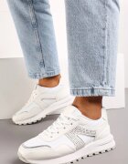  Sneakers Albi Sub Glezna Decorați cu Zirconii Solarite