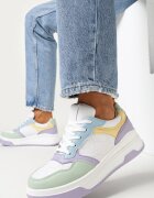  Sneakers Albi-Violeți cu Talpă Groasă Lessa