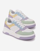  Sneakers Albi-Violeți cu Talpă Groasă Lessa
