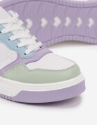  Sneakers Albi-Violeți cu Talpă Groasă Lessa