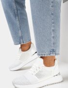  Sneakers argintii cu talpă groasă cu zirconii și sclipici și plasă Amarila