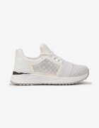  Sneakers argintii cu talpă groasă cu zirconii și sclipici și plasă Amarila