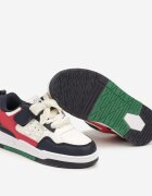  Sneakers Bej-Bleumarin cu Talpă Plată cu Inserții Colorate cu Scai Miriste
