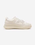  Sneakers Bej cu Cusături Decorative și Brant din Piele pe Platformă Caliora