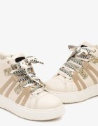 Sneakers Bej cu Platformă în Stil Streetwear cu Inserții Contrastante Kaithana