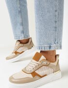  Sneakers bej cu platformă joasă cu inserție din tweed Niman