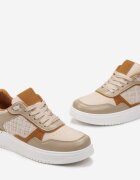  Sneakers bej cu platformă joasă cu inserție din tweed Niman