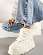  Sneakers Bej cu Talpă Groasă Căptușite cu Blană Leandria