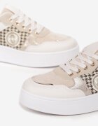  Sneakers Bej cu talpă groasă și inserție în carouri Raigan