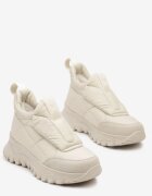  Sneakers Bej deschis cu talpă groasă cu față matlasată și cu inscripția Resisha