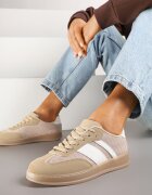  Sneakers Bej închis cu Model Geometric Eleamila