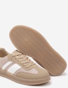  Sneakers Bej închis cu Model Geometric Eleamila