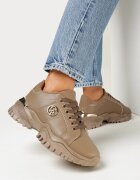  Sneakers Bej închis cu Talpă Groasă cu Inserție Metalică Kabama