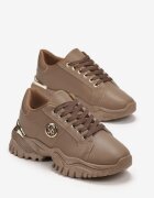  Sneakers Bej închis cu Talpă Groasă cu Inserție Metalică Kabama