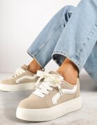  Sneakers Bej închis cu talpă groasă și bandă decorativă Kornelie