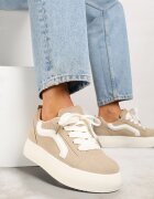  Sneakers Bej închis cu talpă groasă și bandă decorativă Kornelie