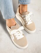  Sneakers Bej închis cu talpă groasă și bandă decorativă Kornelie