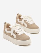  Sneakers Bej închis cu talpă groasă și bandă decorativă Kornelie