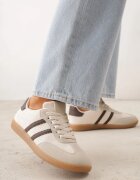  Sneakers Bej-Maro din Imitație de Antilopă cu Talpă Plată Memeriana