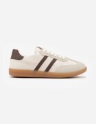  Sneakers Bej-Maro din Imitație de Antilopă cu Talpă Plată Memeriana