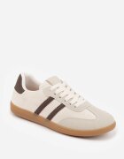  Sneakers Bej-Maro din Imitație de Antilopă cu Talpă Plată Memeriana