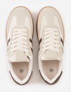  Sneakers Bej-Maro din Imitație de Antilopă cu Talpă Plată Memeriana
