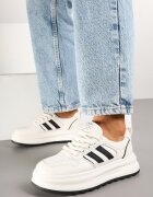  Sneakers Bej-Negru Decorate cu Curele Foneria
