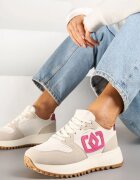  Sneakers Bej-roz cu Talpă Groasă și Aplicație Decorativă Alivrella