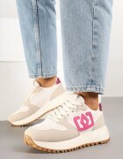 Sneakers Bej-roz cu Talpă Groasă și Aplicație Decorativă Alivrella