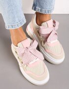  Sneakers Bej-Roz pe Platformă Joasă cu Șireturi Late Gritte