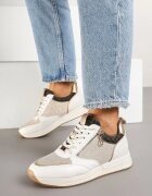  Sneakers bej și aurii cu Fermoar Decorativ și Branț din Piele Hanviera