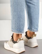  Sneakers bej și aurii cu Fermoar Decorativ și Branț din Piele Hanviera