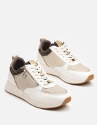  Sneakers bej și aurii cu Fermoar Decorativ și Branț din Piele Hanviera