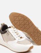  Sneakers bej și aurii cu Fermoar Decorativ și Branț din Piele Hanviera