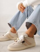  Sneakers bej stil tenis cu mărgele Charnara