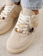  Sneakers bej stil tenis cu mărgele Charnara