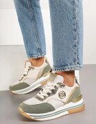  Sneakers Bej-Verde cu Talpă Groasă și Inserții Metalice Gonnith