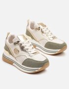  Sneakers Bej-Verde cu Talpă Groasă și Inserții Metalice Gonnith