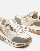  Sneakers Bej-Verde cu Talpă Groasă și Inserții Metalice Gonnith